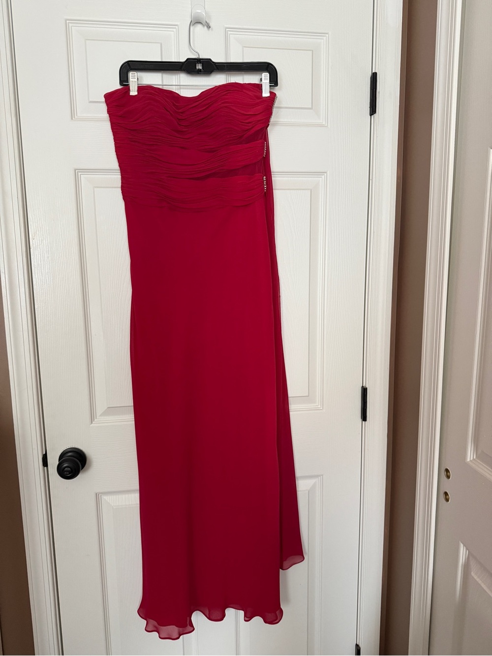 Lillie Rubin Strapless Red Ruched Bodice Evening Gown